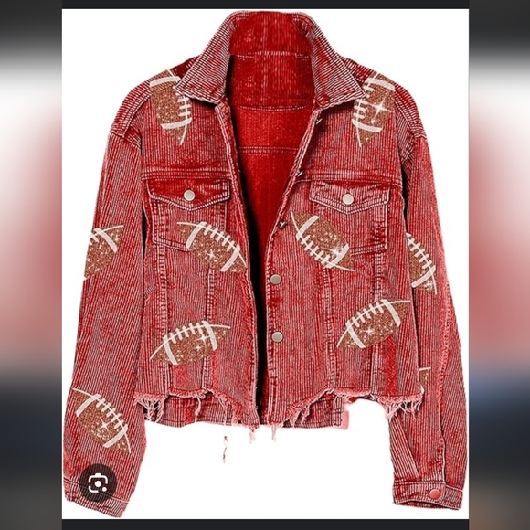 Corduroy Jacket with Sequin Footballs - Picture 5 of 12